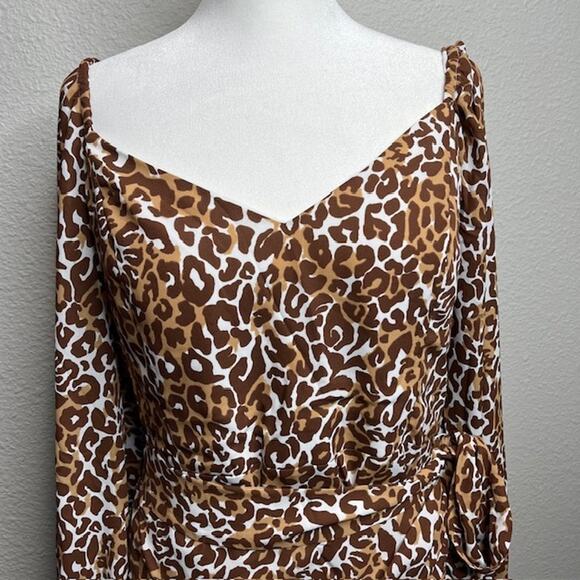 Lilly Pulitzer New Lila Cheetah Print Long Sleeve Mini Dress Size 14 - Picture 8 of 15